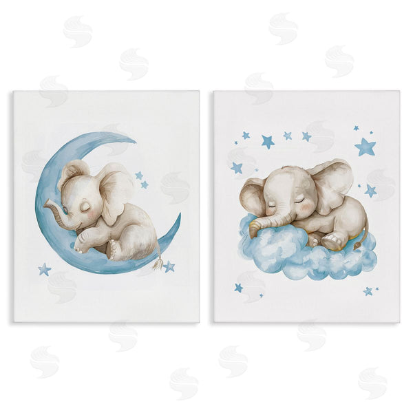 stupell industries LSR Design Studio | Blue Sleepy Elephant Wall Art