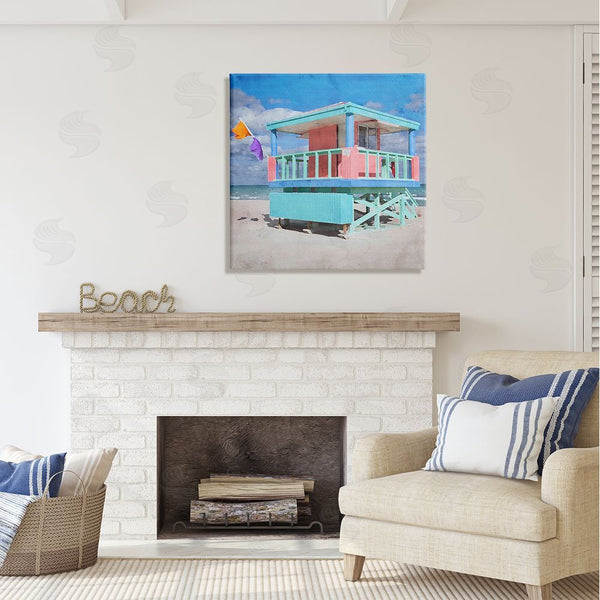 Stupell Industries LSR Design Studio | Blue Summer Beach Hut Wall Art