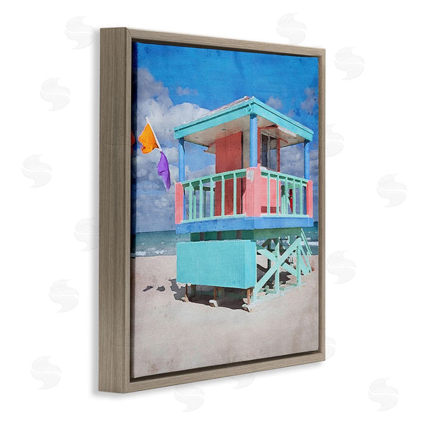 Stupell Industries LSR Design Studio | Blue Summer Beach Hut Wall Art