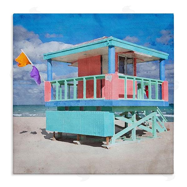 stupell industries LSR Design Studio | Blue Summer Beach Hut Wall Art
