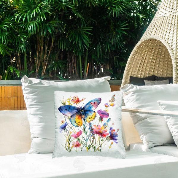 Stupell Industries LSR Design Studio | Blue Toned Butterfly Garden Printed Throw Pillow