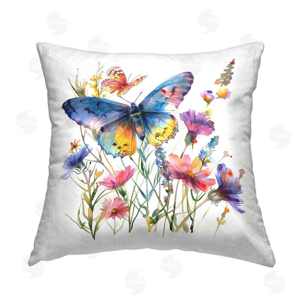 stupell industries LSR Design Studio | Blue Toned Butterfly Garden Printed Throw Pillow