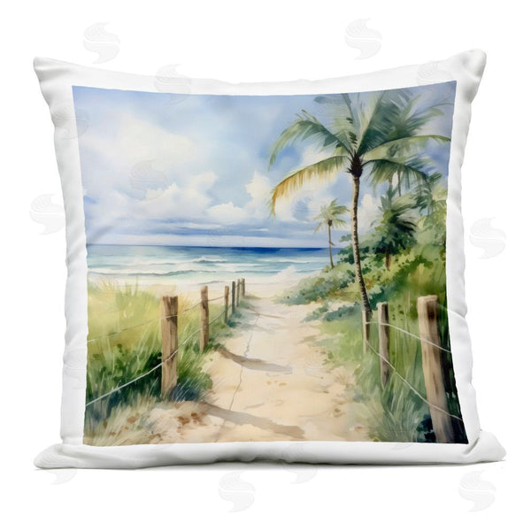 Stupell Industries LSR Design Studio | Blurred Palm Tree Beach Printed Throw Pillow