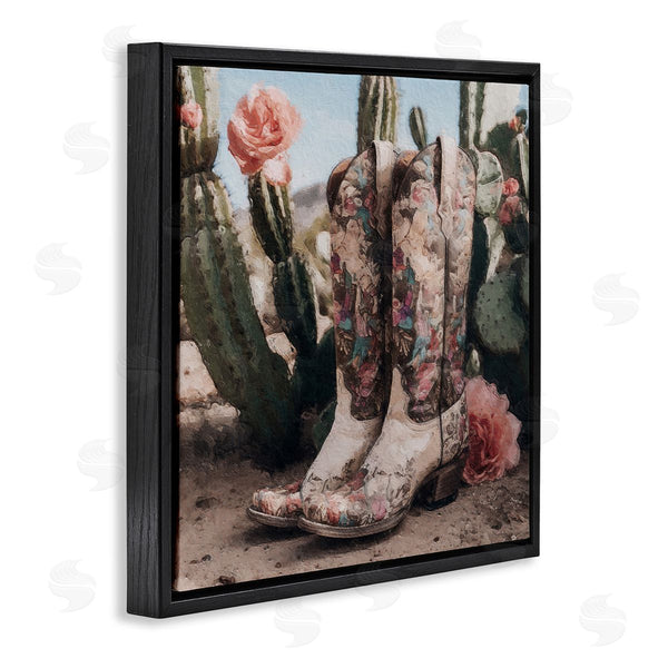 Stupell Industries LSR Design Studio | Boots With Cactus Flowers Wall Art