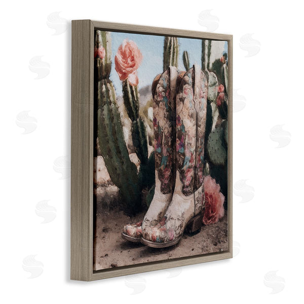 Stupell Industries LSR Design Studio | Boots With Cactus Flowers Wall Art