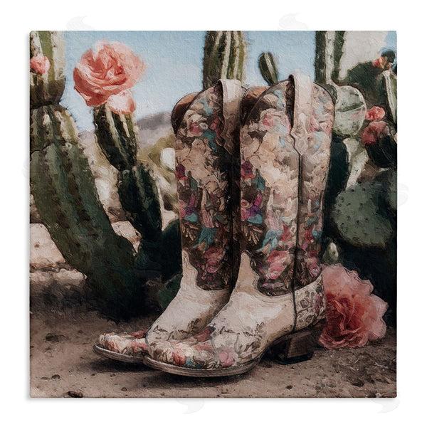 stupell industries LSR Design Studio | Boots with Cactus Flowers Wall Art