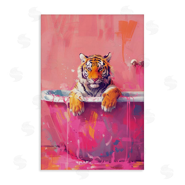 stupell industries LSR Design Studio | Bright Bathing Tiger in Tub