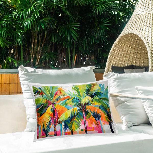 Stupell Industries LSR Design Studio | Bright Mod Palms & Rectangles Printed Throw Pillow