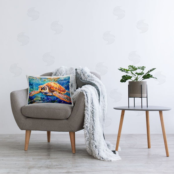 Stupell Industries LSR Design Studio | Brown Sea Turtle Under Surface Printed Throw Pillow