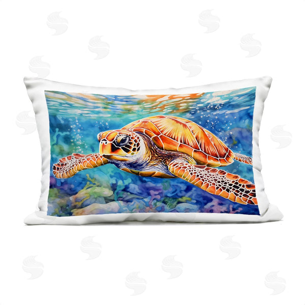 Stupell Industries LSR Design Studio | Brown Sea Turtle Under Surface Printed Throw Pillow
