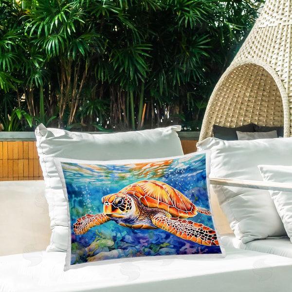 Stupell Industries LSR Design Studio | Brown Sea Turtle Under Surface Printed Throw Pillow