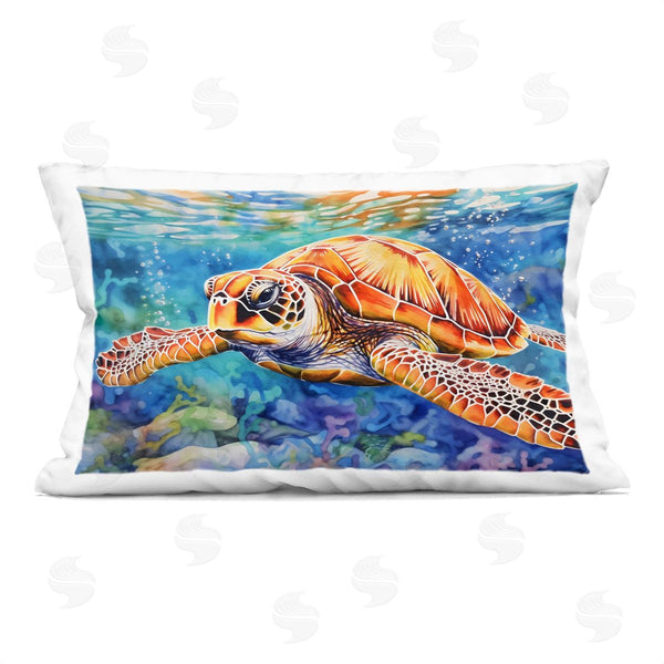 stupell industries LSR Design Studio | Brown Sea Turtle Under Surface Printed Throw Pillow