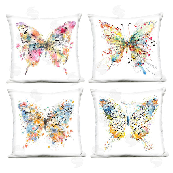 Stupell Industries LSR Design Studio | Butterflies With Music Notes Printed Throw Pillow Set