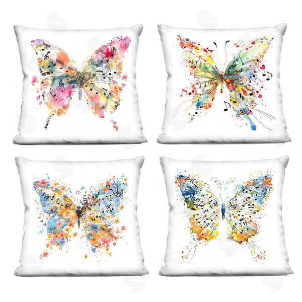 stupell industries LSR Design Studio | Butterflies with Music Notes Printed Throw Pillow Set