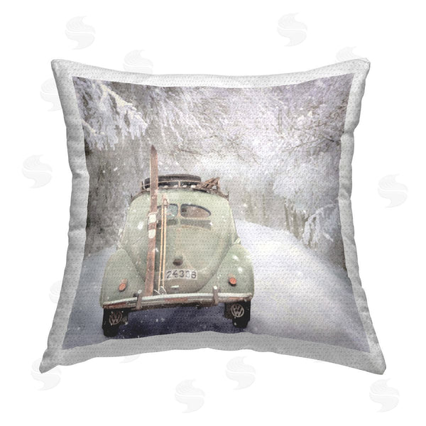 Stupell Industries LSR Design Studio | Car Driving In Snow Flurries Printed Throw Pillow