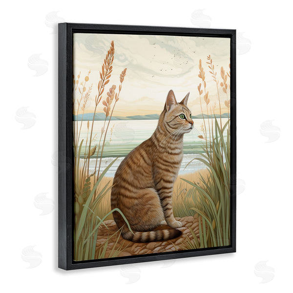 Stupell Industries LSR Design Studio | Cat Sitting On Beach Wall Art