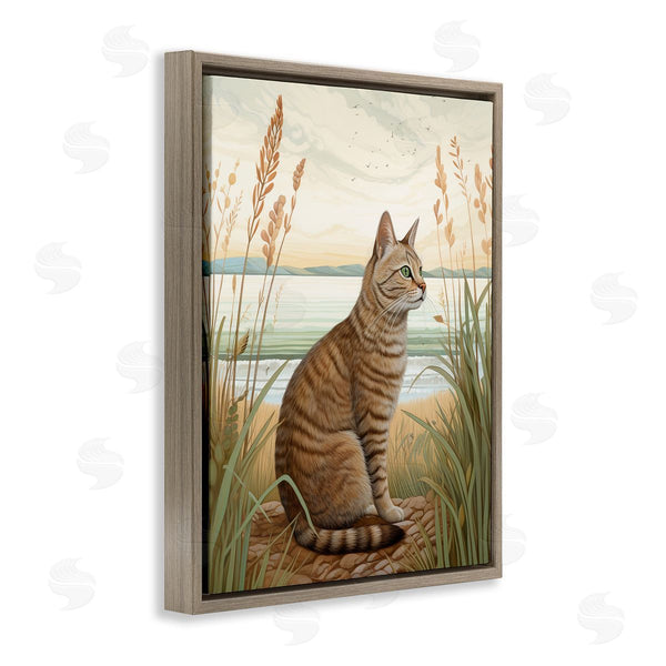 Stupell Industries LSR Design Studio | Cat Sitting On Beach Wall Art