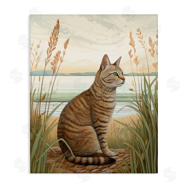 stupell industries LSR Design Studio | Cat Sitting on Beach Wall Art