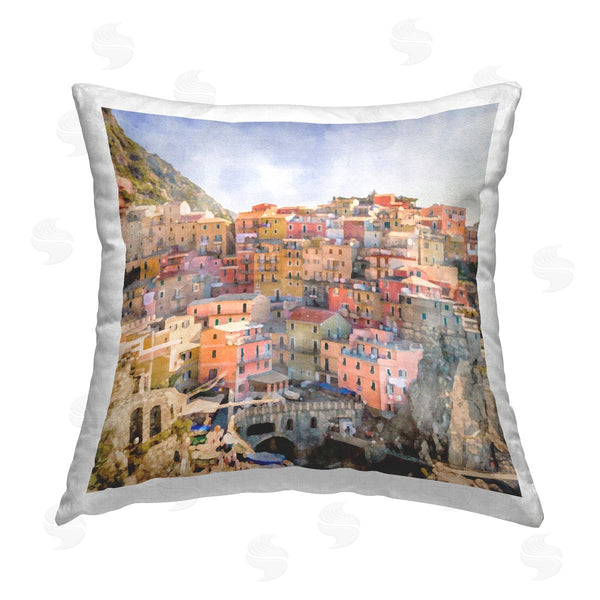 stupell industries LSR Design Studio | Cinque Terre Seaside City Printed Throw Pillow