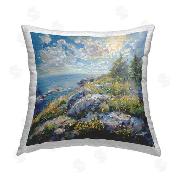 Stupell Industries LSR Design Studio | Cliffside Sea View Printed Throw Pillow