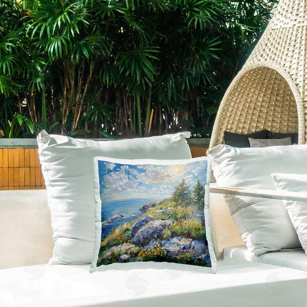 Stupell Industries LSR Design Studio | Cliffside Sea View Printed Throw Pillow