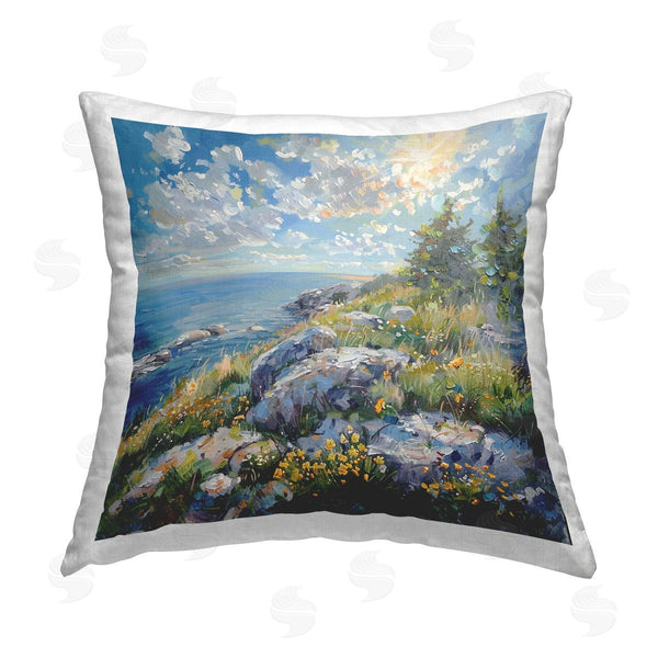 stupell industries LSR Design Studio | Cliffside Sea View Printed Throw Pillow