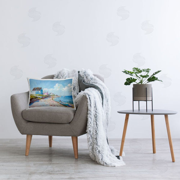 Stupell Industries LSR Design Studio | Coastal Beachside Cabanas Printed Throw Pillow