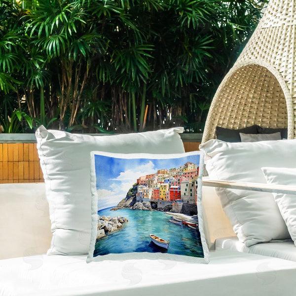 Stupell Industries LSR Design Studio | Coastal Town Boats Printed Throw Pillow
