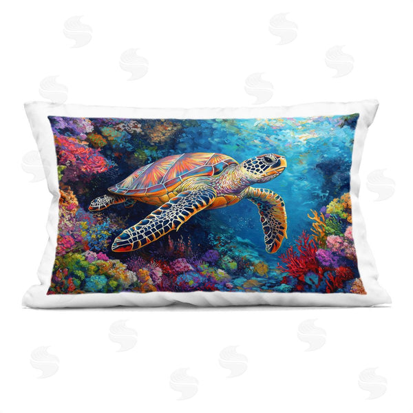 stupell industries LSR Design Studio | Colorful Coral Reef & Turtle Printed Throw Pillow