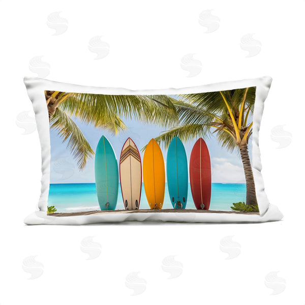 Stupell Industries LSR Design Studio | Colorful Surfboards Shoreline Printed Throw Pillow
