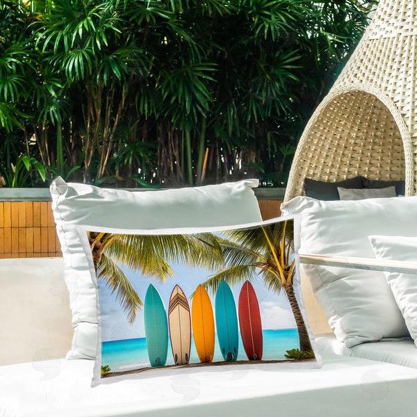 Stupell Industries LSR Design Studio | Colorful Surfboards Shoreline Printed Throw Pillow