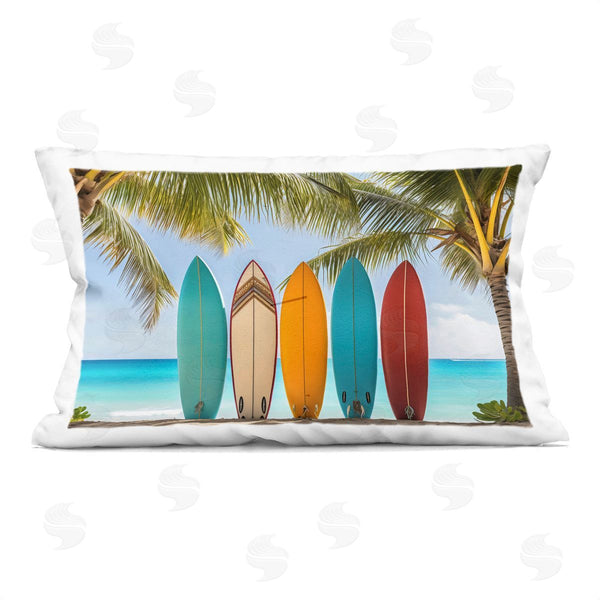 stupell industries LSR Design Studio | Colorful Surfboards Shoreline Printed Throw Pillow