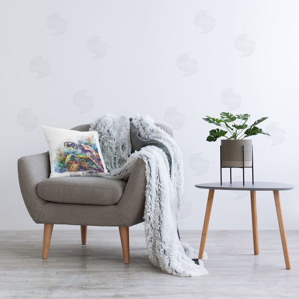Stupell Industries LSR Design Studio | Coral Sanctuary Sea Turtle Printed Throw Pillow