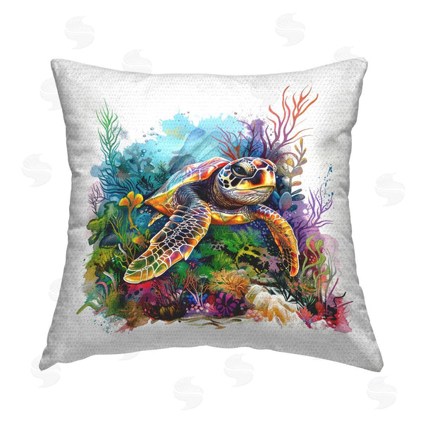 Stupell Industries LSR Design Studio | Coral & Sea Life Turtle Printed Throw Pillow