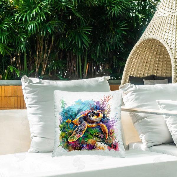 Stupell Industries LSR Design Studio | Coral & Sea Life Turtle Printed Throw Pillow