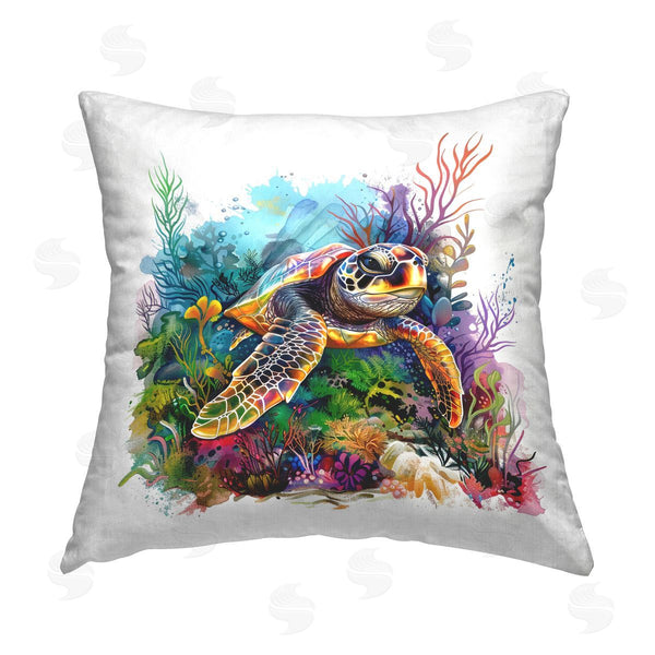 stupell industries LSR Design Studio | Coral & Sea Life Turtle Printed Throw Pillow