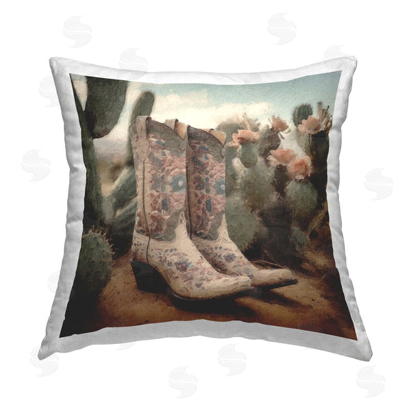 stupell industries LSR Design Studio | Cowgirl Boots in Desert Printed Throw Pillow