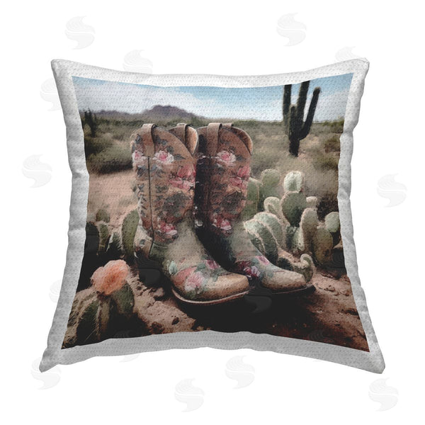 Stupell Industries LSR Design Studio | Cowgirl Desert Scenery Printed Throw Pillow