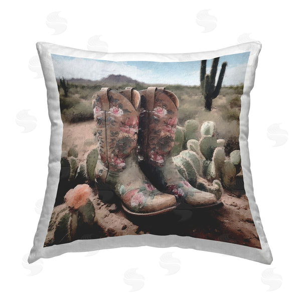 stupell industries LSR Design Studio | Cowgirl Desert Scenery Printed Throw Pillow