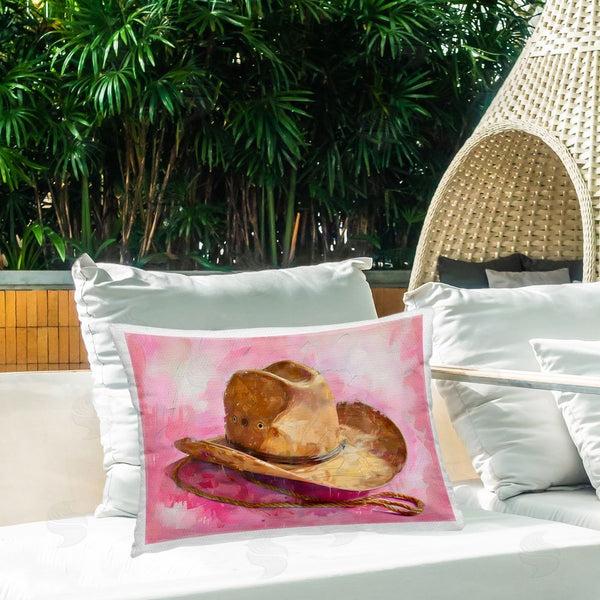 Stupell Industries LSR Design Studio | Cowgirl Hat Over Pink Printed Throw Pillow