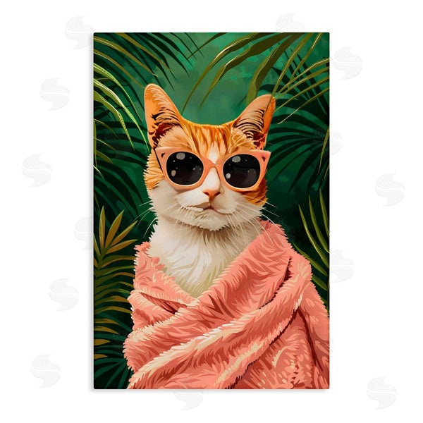 stupell industries LSR Design Studio | Cozy Cat and Tropical Plants Wall Art