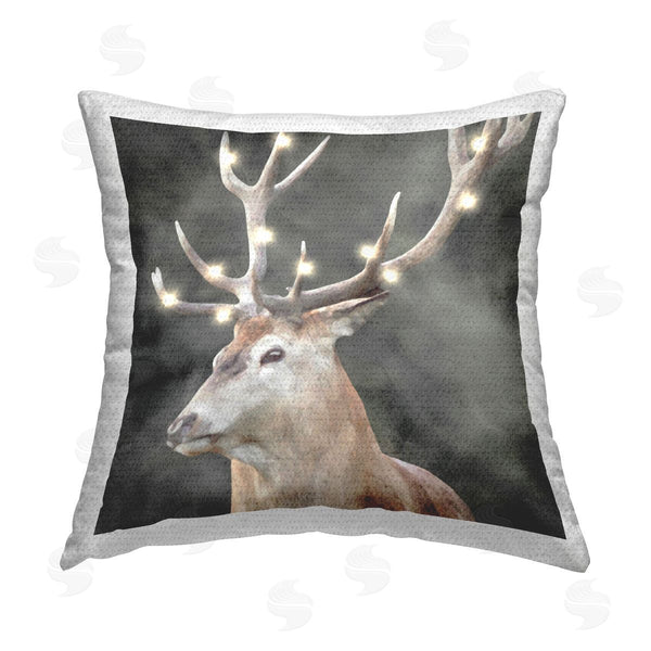 Stupell Industries LSR Design Studio | Deer With Holiday Lights Printed Throw Pillow