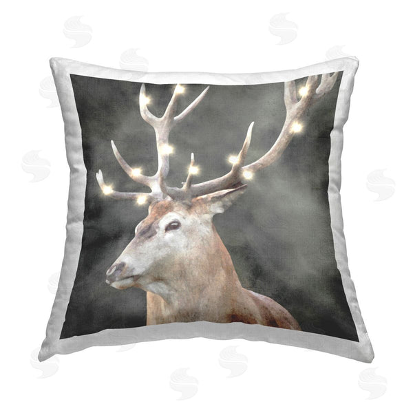 stupell industries LSR Design Studio | Deer with Holiday Lights Printed Throw Pillow