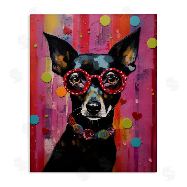 stupell industries LSR Design Studio | Dobermann Dog with Glasses Wall Art