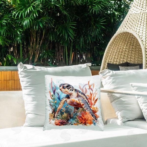 Stupell Industries LSR Design Studio | Drifting Sea Turtle Printed Throw Pillow