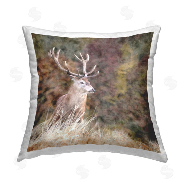 stupell industries LSR Design Studio | Elk in Woodland Forest Printed Throw Pillow