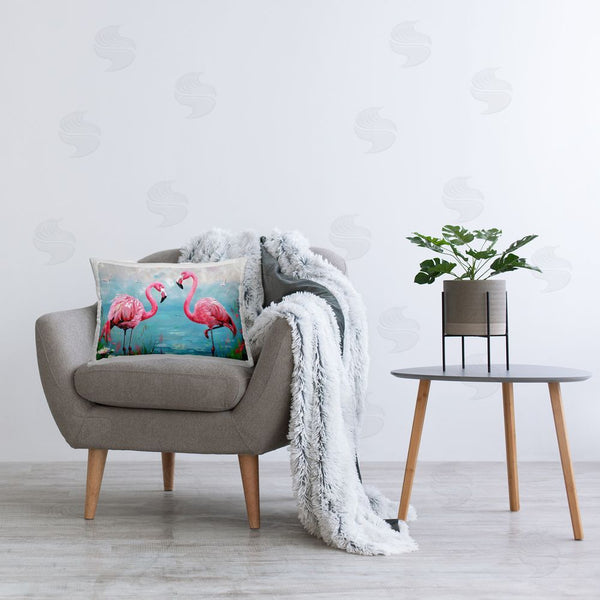 Stupell Industries LSR Design Studio | Flamingo Lagoon Duo Printed Throw Pillow