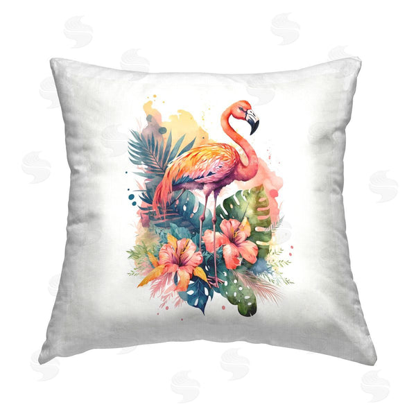 stupell industries LSR Design Studio | Flamingo & Tropical Plants Printed Throw Pillow