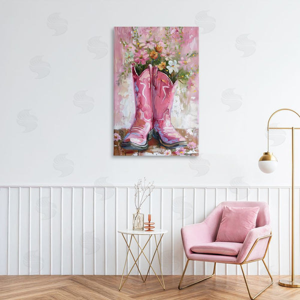 Stupell Industries LSR Design Studio | Floral Boots Pink Cowgirl Wall Art