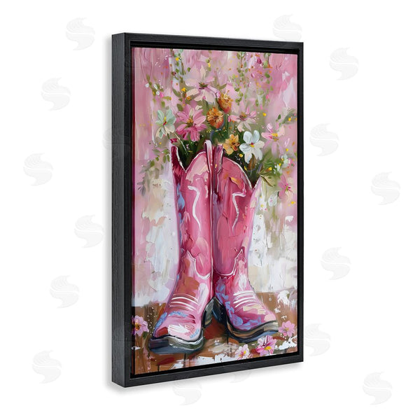 Stupell Industries LSR Design Studio | Floral Boots Pink Cowgirl Wall Art